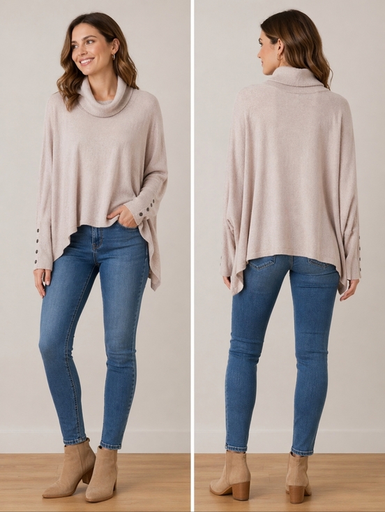 Alfani Sweaters - Alfani Soft Beige Cowl Neck Sweater